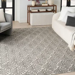 Aloha Gray Botanical Indoor/Outdoor Rug, 6x9