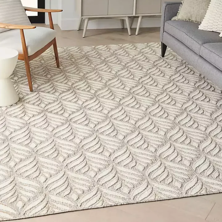 Aloha Ivory Botanical Indoor/Outdoor Area Rug, 6x9