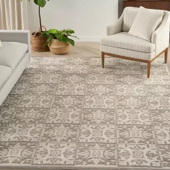 Aloha Ivory Geometric Indoor/Outdoor Area Rug, 6x9
