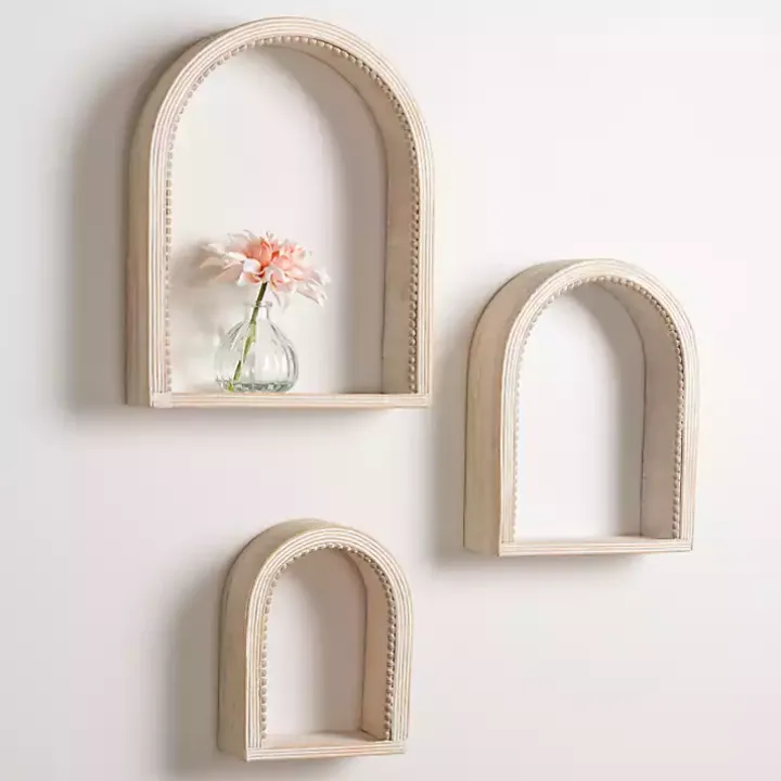Amalie Beaded Arch Shelves, Set of 3