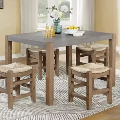 Amber Wood Faux Concrete Top Dining Table