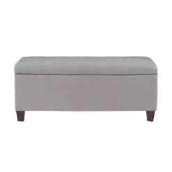 Amelia Tufted Gray Shoe Storage Ottoman Bench