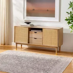 Amelie Black Traditional Washable Area Rug, 7x10