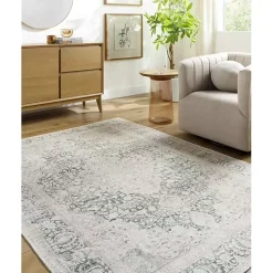 Amelie Green Traditional Washable Area Rug, 6x9