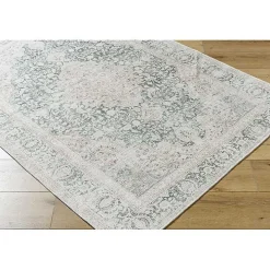 Amelie Green Traditional Washable Area Rug, 6x9