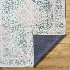 Amelie Green Traditional Washable Area Rug, 7x10