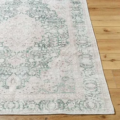 Amelie Green Traditional Washable Area Rug, 7x10