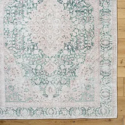 Amelie Green Traditional Washable Area Rug, 7x10