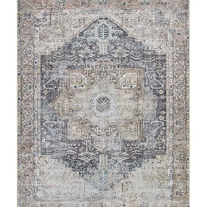 Amelie Navy Blue Classic Washable Area Rug, 8x12