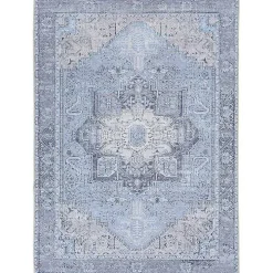 Amelie Silver Blue Classic Washable Area Rug, 6x9