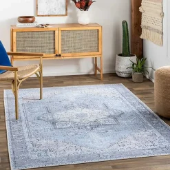 Amelie Silver Blue Classic Washable Area Rug, 6x9