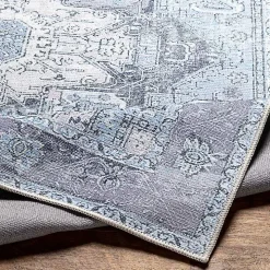 Amelie Silver Blue Classic Washable Area Rug, 8x12