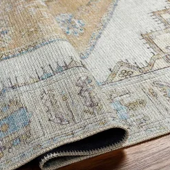 Amelie Yellow Traditional Washable Area Rug, 7x10