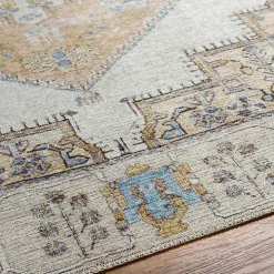 Amelie Yellow Traditional Washable Area Rug, 7x10