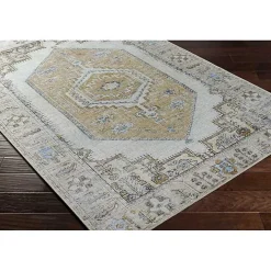 Amelie Yellow Traditional Washable Area Rug, 7x10