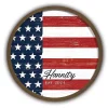 American Flag Personalized Brown Frame Wall Plaque