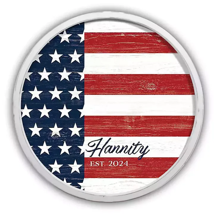 American Flag Personalized White Frame Wall Plaque