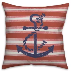 Anchor and Red Stripes Indoor/Outdoor Pillow