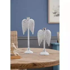 Angel Wing Taper Candle Holders, Set of 2