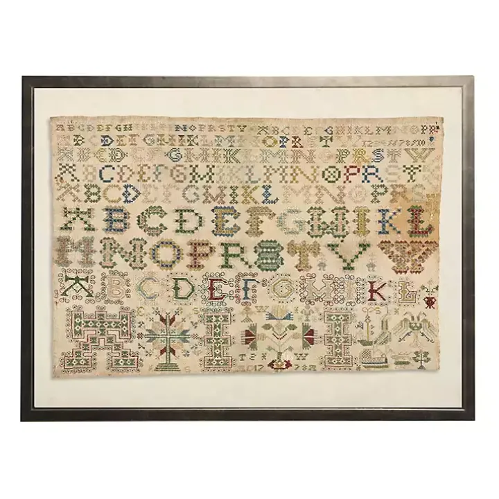 Antique ABC Sampler Framed Wall Art