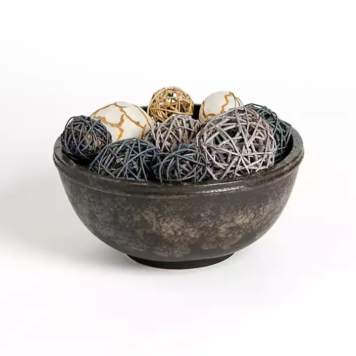 Antique Black Ceramic Decorative Bowl