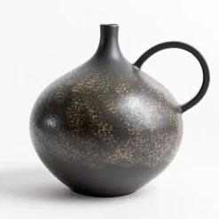 Antique Black Gourd Pitcher Vase, 10 in.