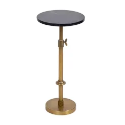 Antique Brass and Black Marble Adjustable Table