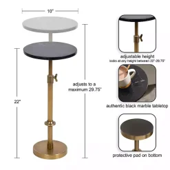Antique Brass and Black Marble Adjustable Table