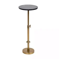 Antique Brass and Black Marble Adjustable Table