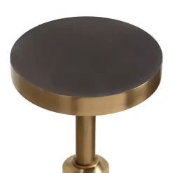 Antique Brass and Black Marble Adjustable Table