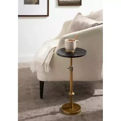 Antique Brass and Black Marble Adjustable Table