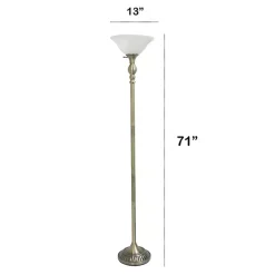 Antique Brass and Marbleized Glass Torchiere