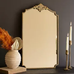 Antique Brass Metal Vertical Wall Mirror