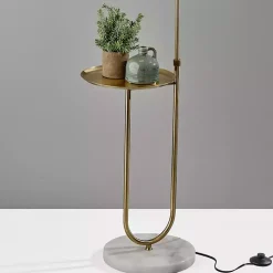 Antique Brass Side Table Floor Lamp