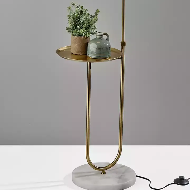 Antique Brass Side Table Floor Lamp