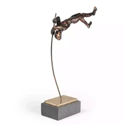 Antique Bronze Pole Vaulter Figurine, 17 in.