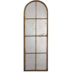 Antique Gold Arched Metal Mirror