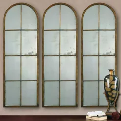 Antique Gold Arched Metal Mirror