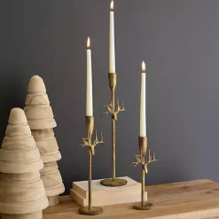 Antique Gold Deer Candle Holders, Set of 3