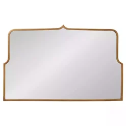 Antique Gold Metal Wide Arched Wall Mirror