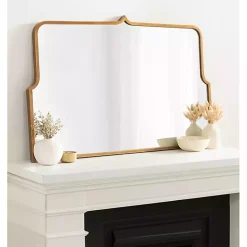 Antique Gold Metal Wide Arched Wall Mirror
