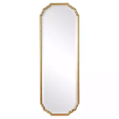 Antique Gold Wooden Mirror with Curved Corners