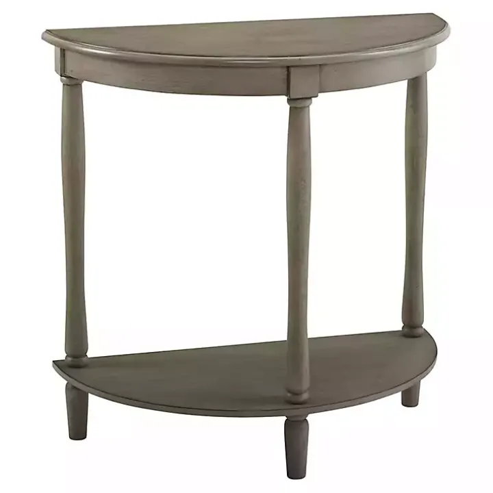 Antique Gray Demilune Side Table