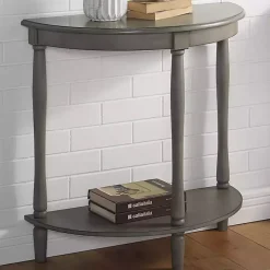 Antique Gray Demilune Side Table