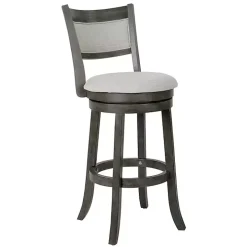 Antique Gray Upholstered Swivel Bar Stool