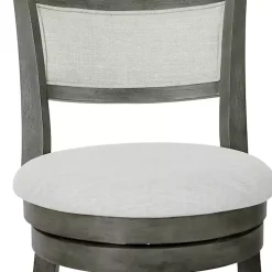 Antique Gray Upholstered Swivel Bar Stool