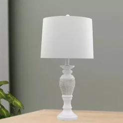 Antique Ivory Spun Center Table Lamps, Set of 2