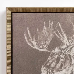 Antique Moose Framed Canvas Art Print