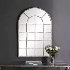 Antique Rustic Arch Windowpane Mirror