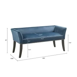 Antique Sapphire Low Back Upholstered Bench